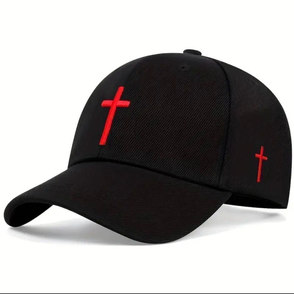 1pc Men's Cross Baseball Cap, Adjustable Casual Hat For Spring/Fall/Summer